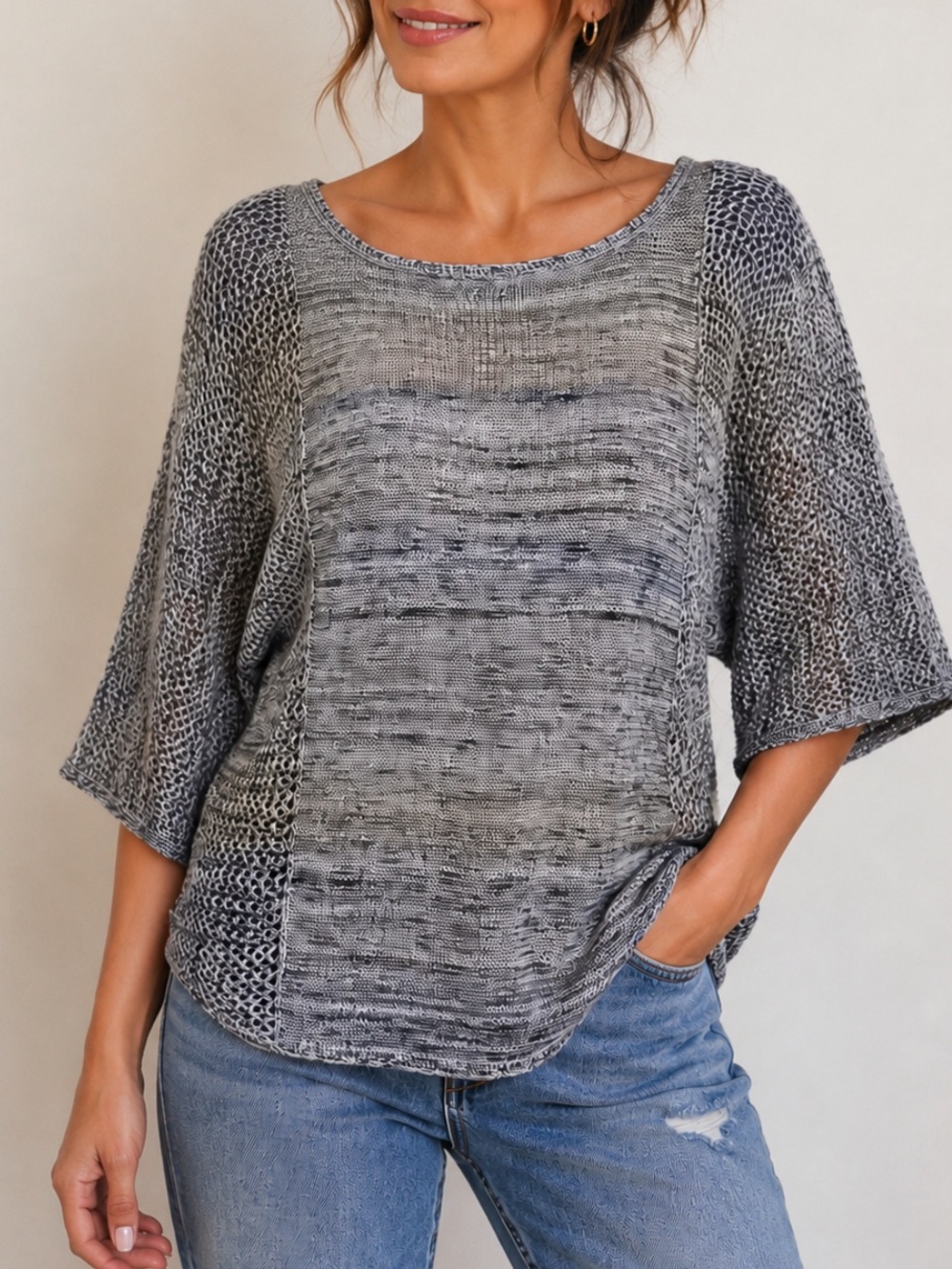 212 New York Gray Half Sleeve Pullover‎ Sweater
